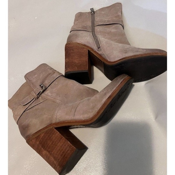 Sam Edelman Perry Taupe Suede Distressed Leather Ankle Booties Women's Size 8.5M - Picture 3 of 9
